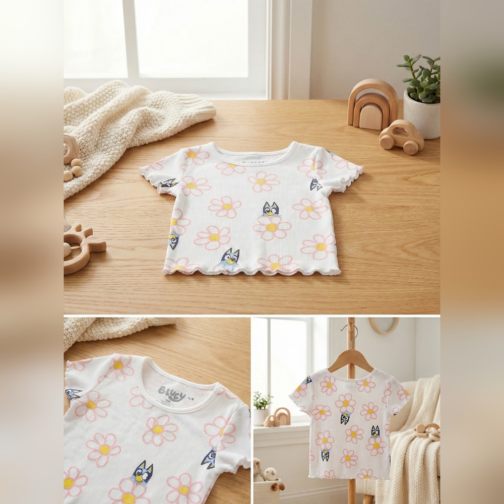 Lucy White and Pink Floral Kids Tee
